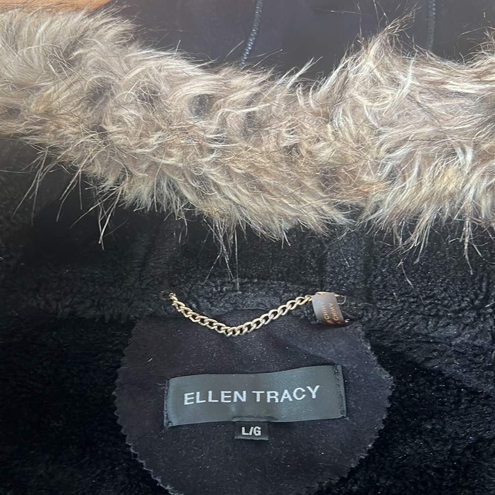 Ellen Tracy Faux Suede & Fur Hooded Coat - Picture 13 of 15